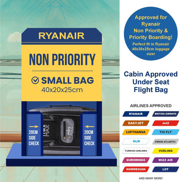 Ryanair approved cabin bag size display for Aerolite MiniMAX